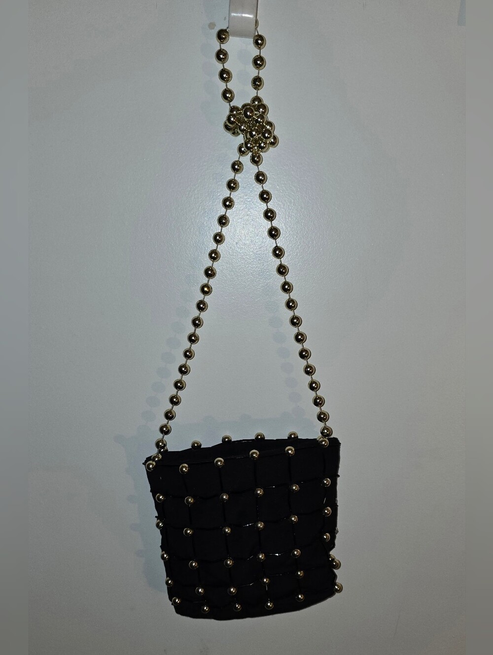 Black Beaded Chain Crossbody Bag